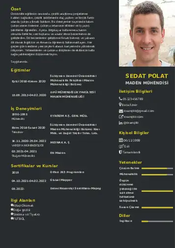 Maden Mühendisi Cv Örnekleri cv indir